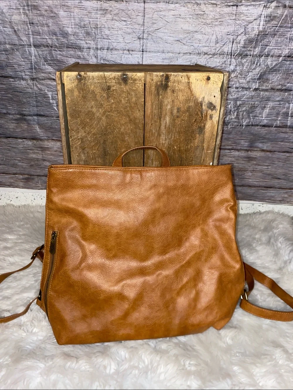 Sold* Thirty One High Street Caramel Distressed Pebble Backpack Purse